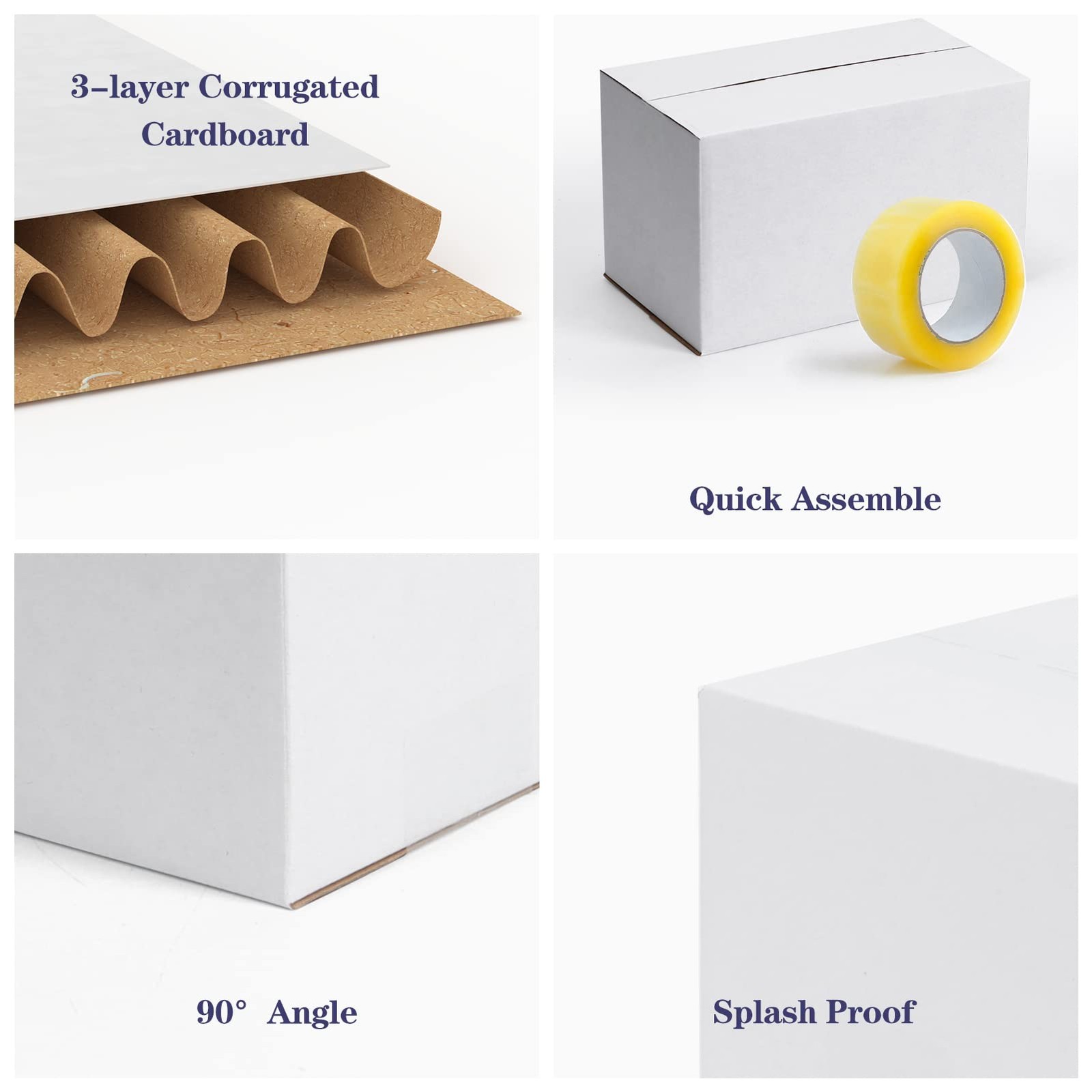 Small Shipping Boxes 8x8x4 Inch set of 40, White Corrugated Cardboard Boxes f…