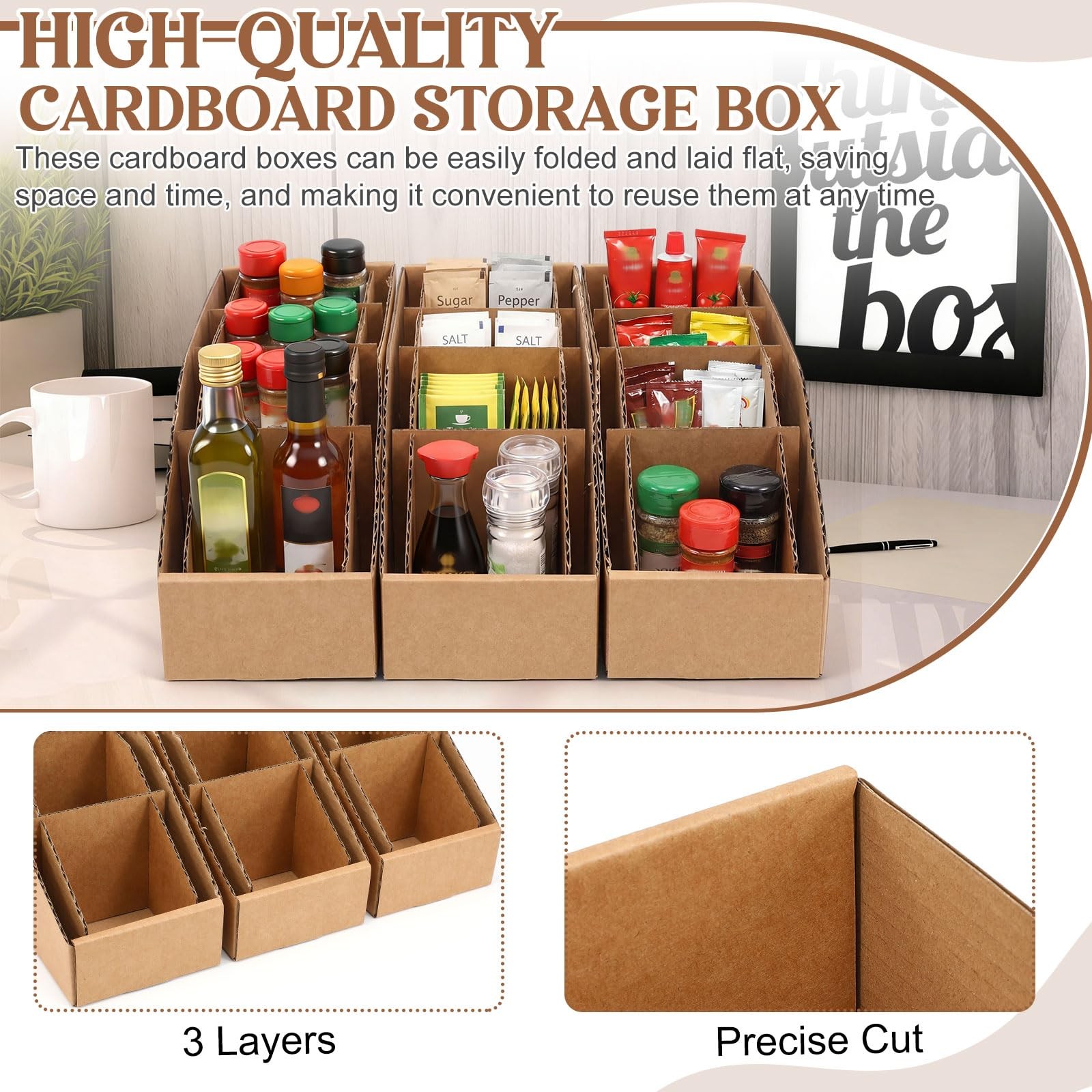 Resholder 30 Pcs Cardboard Storage Parts Bins Open Top Corrugated Cardboard S…