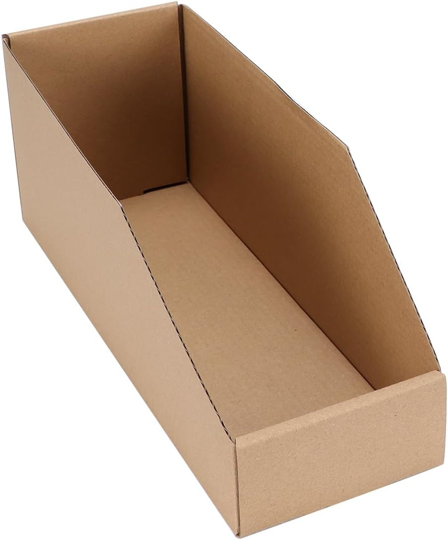 Cardboard Storage Bins 35 Pack, 12X4X4.5 Inch Cardboard Boxes, Corrugated Org…