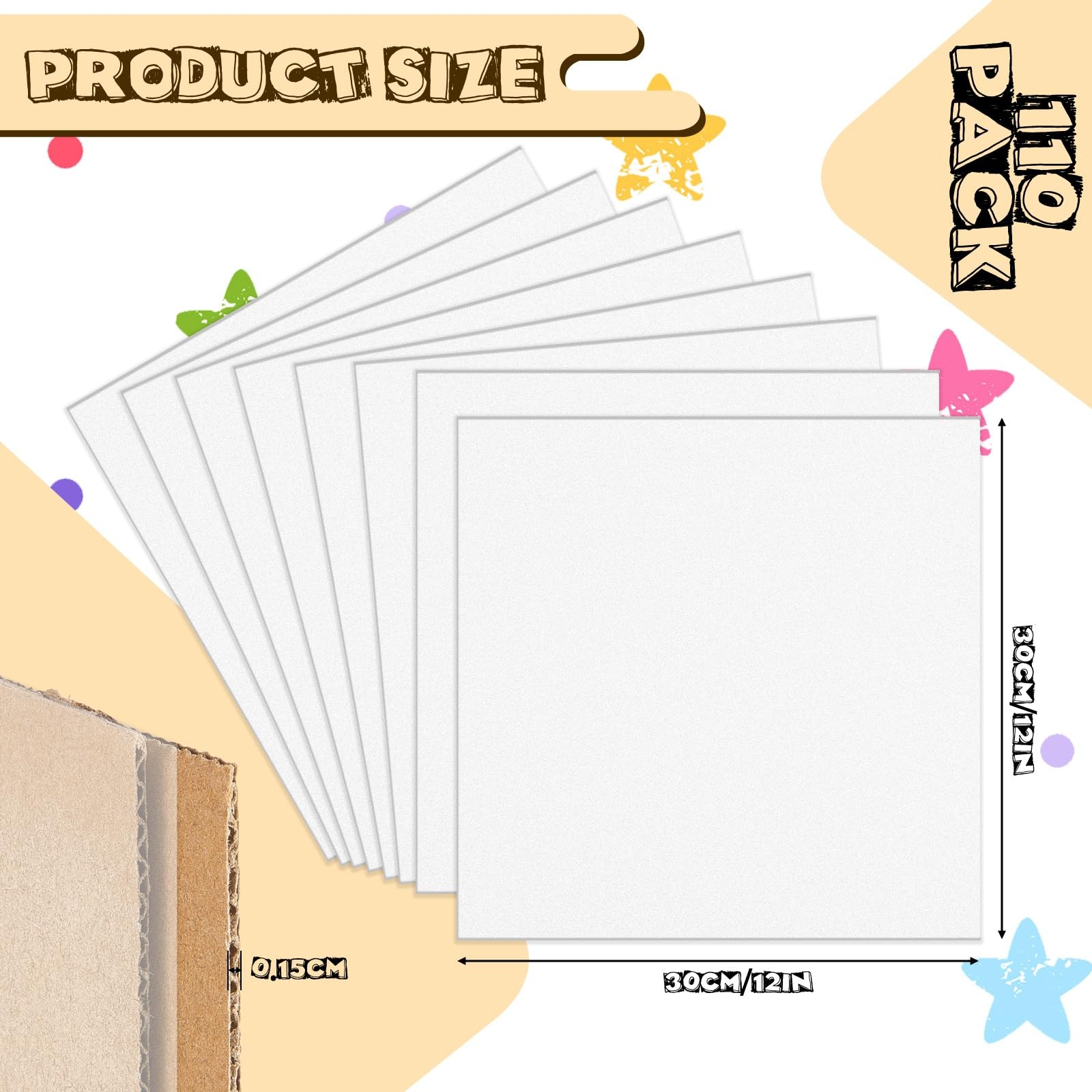 110 PCS 12×12 Inch White Corrugated Cardboard Sheets Packaging Flat Inserts
