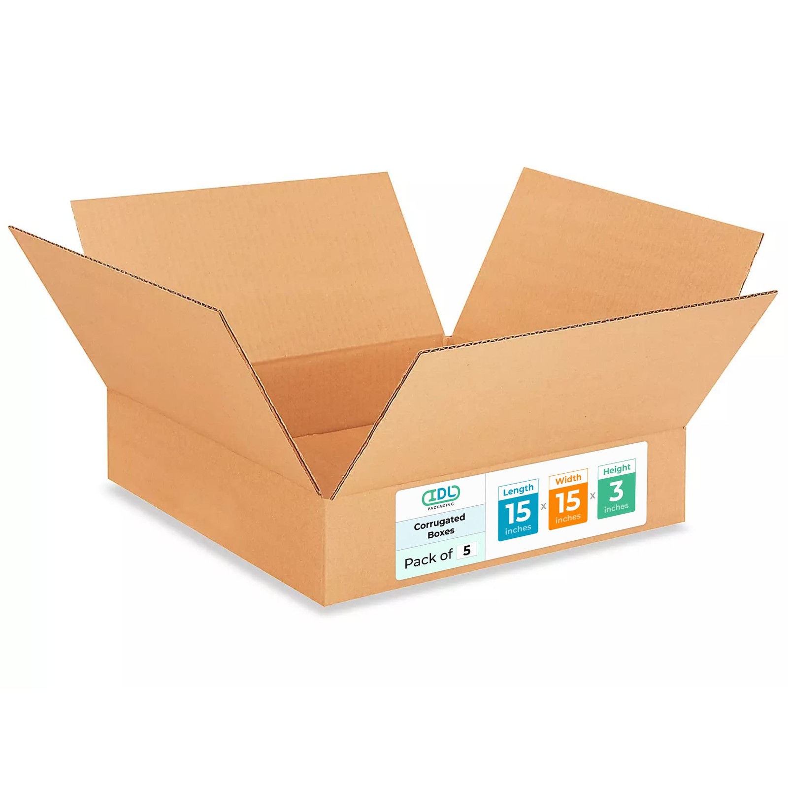5 PCS 15x15x3 Inch Heavy Duty Shipping Boxes 200 lb Corrugated Moving Carton