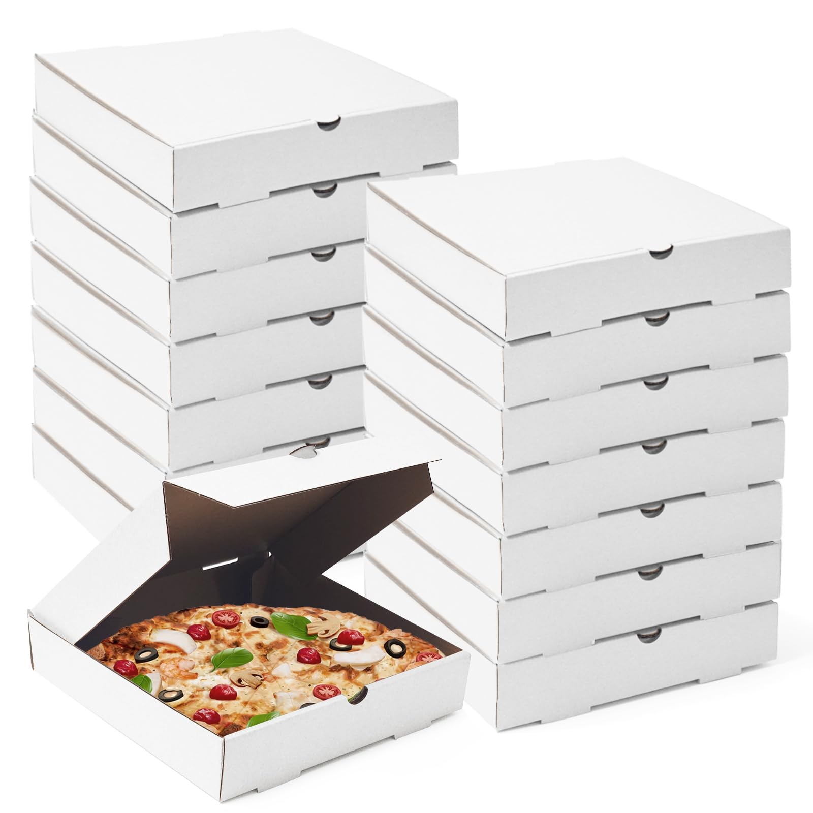 15 Pcs Cardboard Pizza Box 7.3 x 7.3 x 1.6 Inch White Kraft Corrugated Mini Pizz
