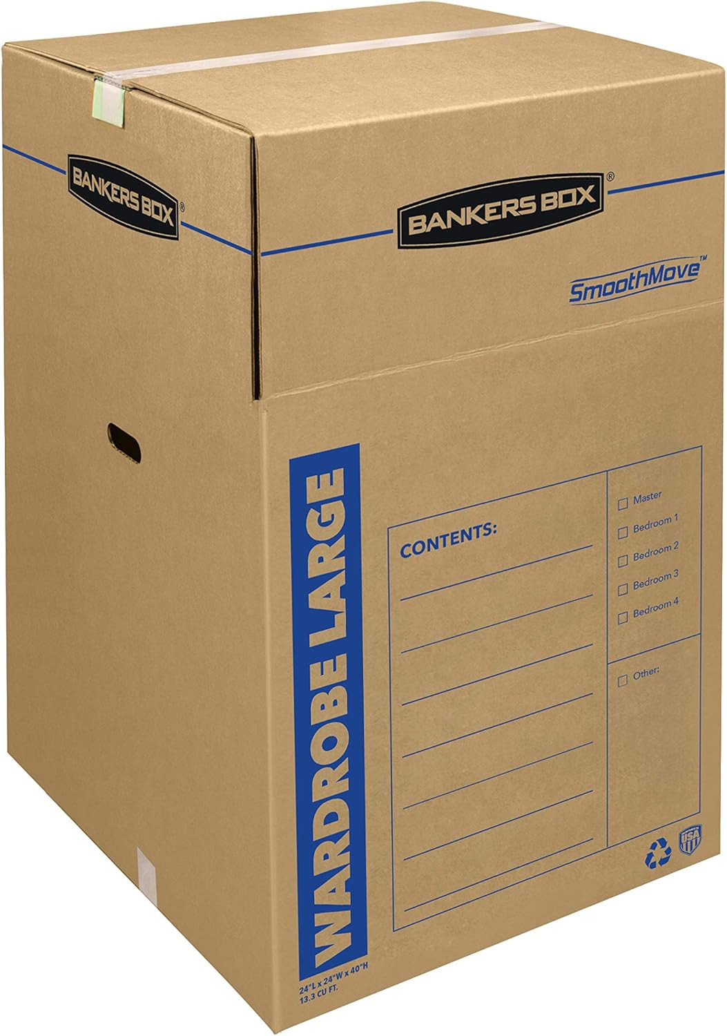 Bankers Box SmoothMove Wardrobe Moving Boxes, Tall, 24 x 24 x 40 Inches, 3 Pack