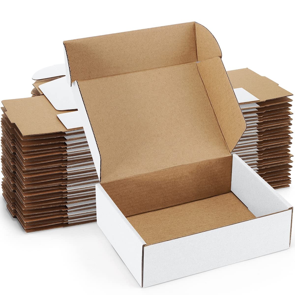 25 PCS 7x5x2 Inch White Small Shipping Boxes Cardboard Corrugated Mailers