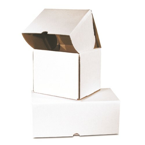 100 – 14 1/2×7 1/4×5″ Outside Tuck Corrugated Mailer White that Ships Flat