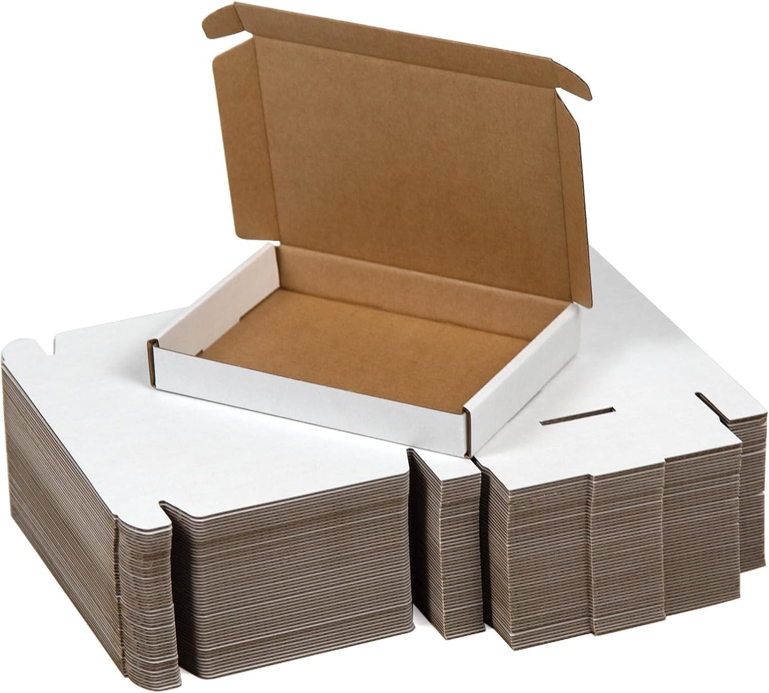 SUNLPH 50 Pack 7X5X1 Inches Small Shipping Boxes, White Corrugated Cardboard Box