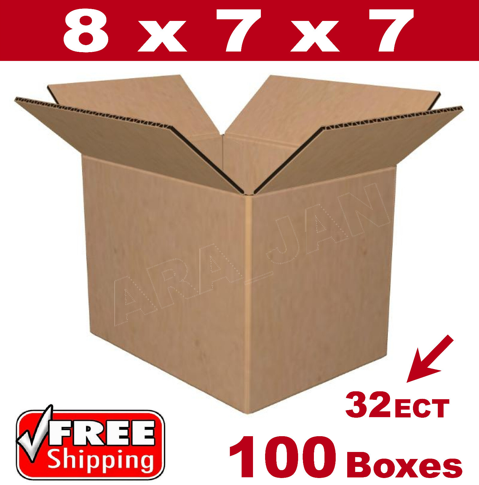 100 – 8x7x7 Cardboard Boxes Mailing Packing Shipping Box 32ECT Corrugated Carton