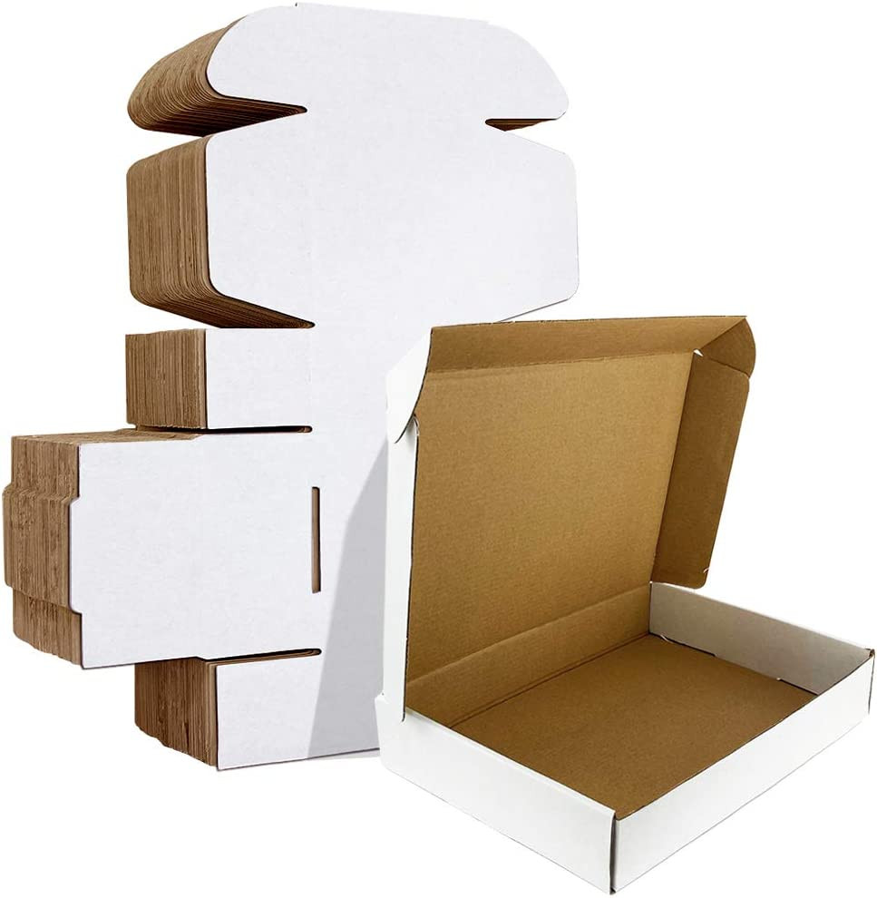 11X8X2 Inches Shipping Boxes Set of 25, White Corrugated Cardboard Box Literatur