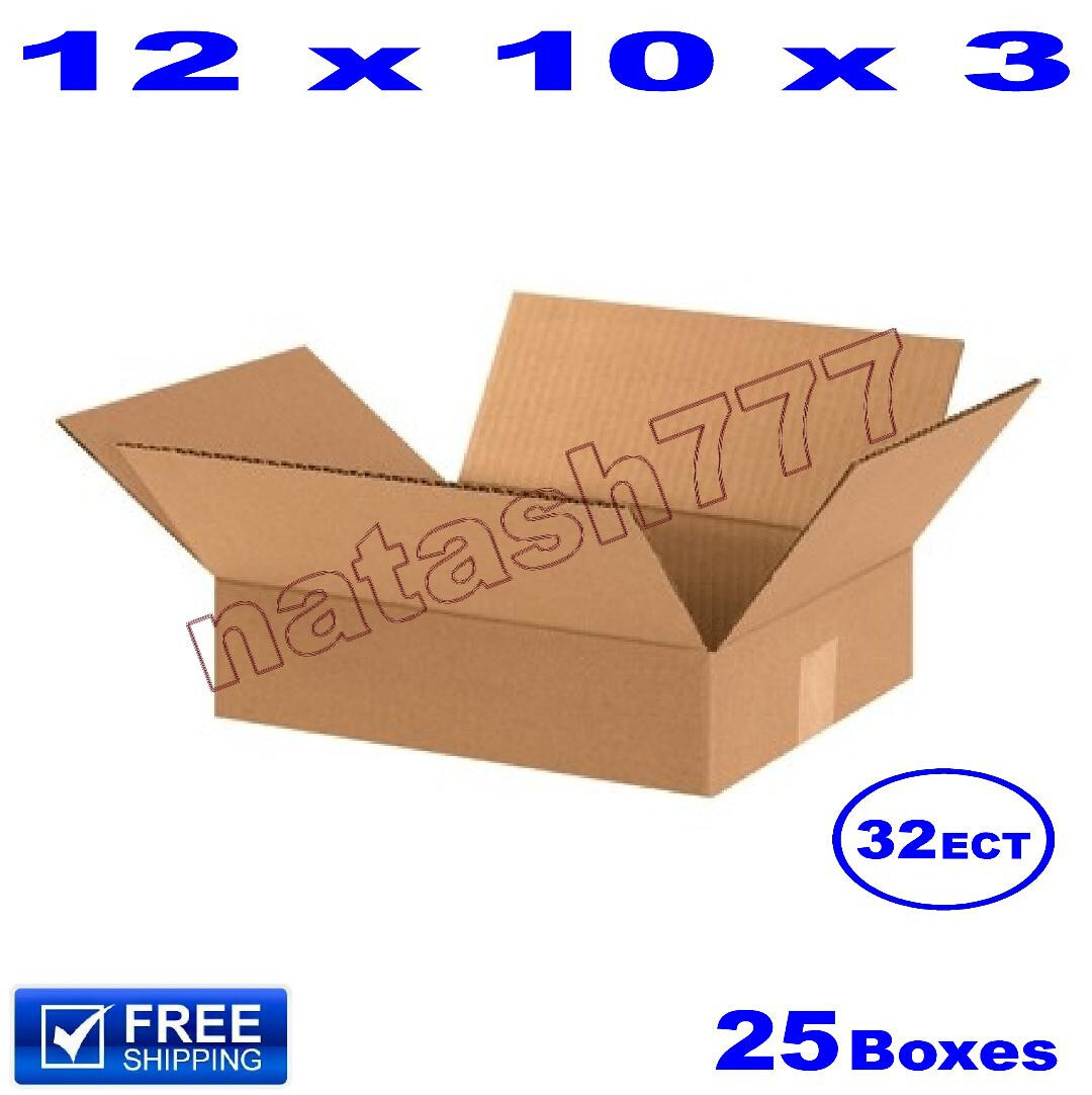 25 – 12x10x3 Cardboard Boxes 32-ECT Mailing Packing Shipping Corrugated Carton