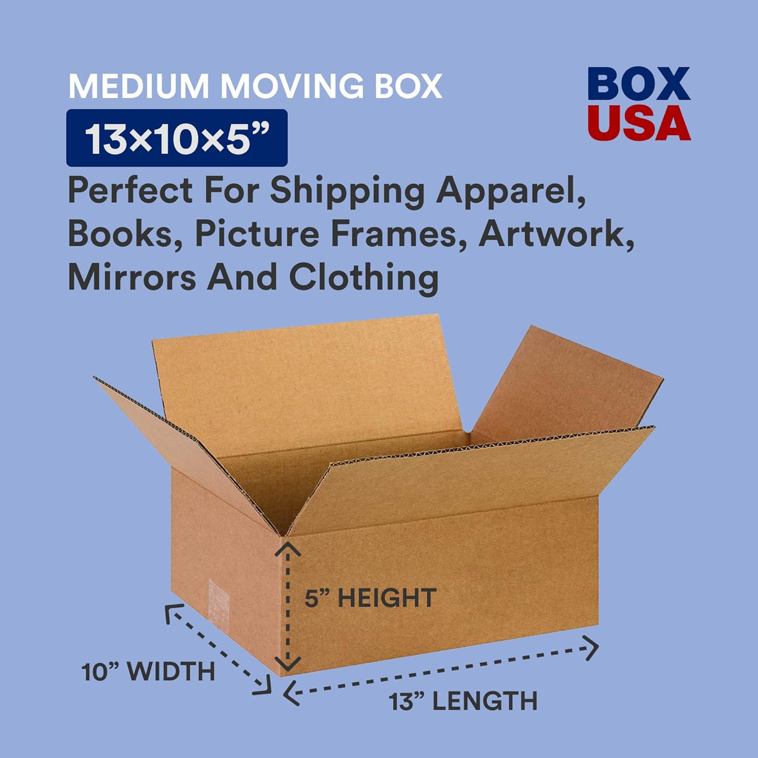 Shipping Boxes 13″L X 10″W X 5″H 25-Pack Flat Corrugated Cardboard Box for Packi