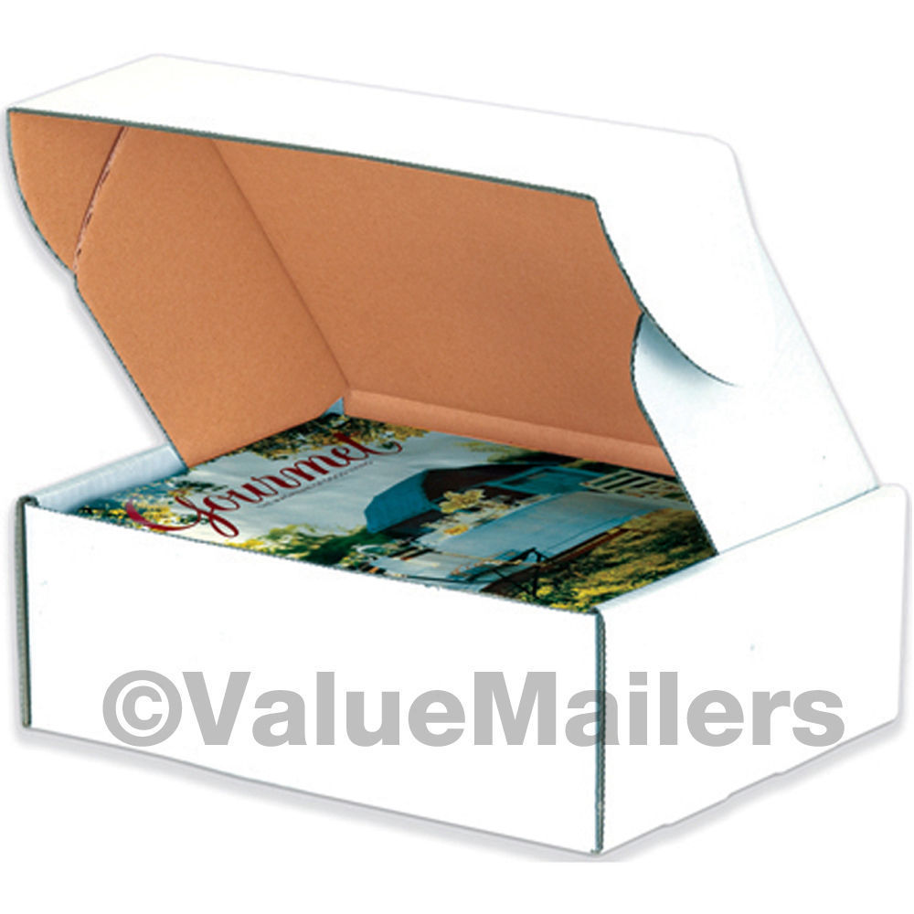 50 – 11 1/8 x 8 3/4 x 4 White Front Tab Lock Protective Shipping Mailer Box