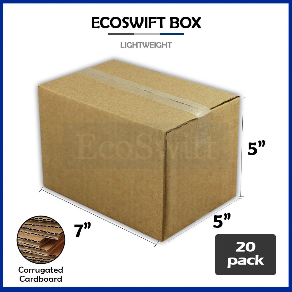 20 7x5x5 EcoSwift Cardboard Packing Moving Shipping Boxes Corrugated Box Cartons