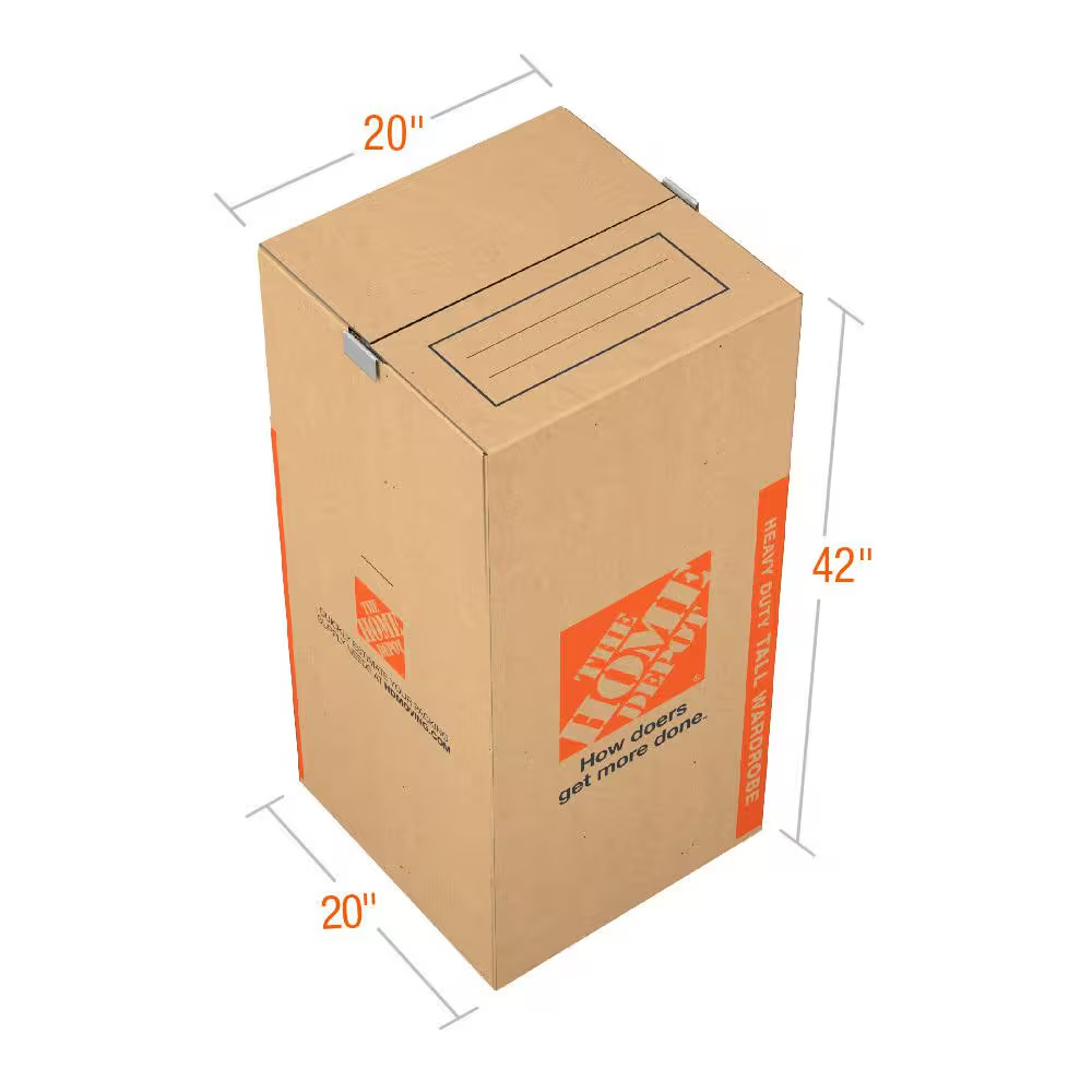 Tall Wardrobe Moving, Shipping, Packing Box with Metal Bar