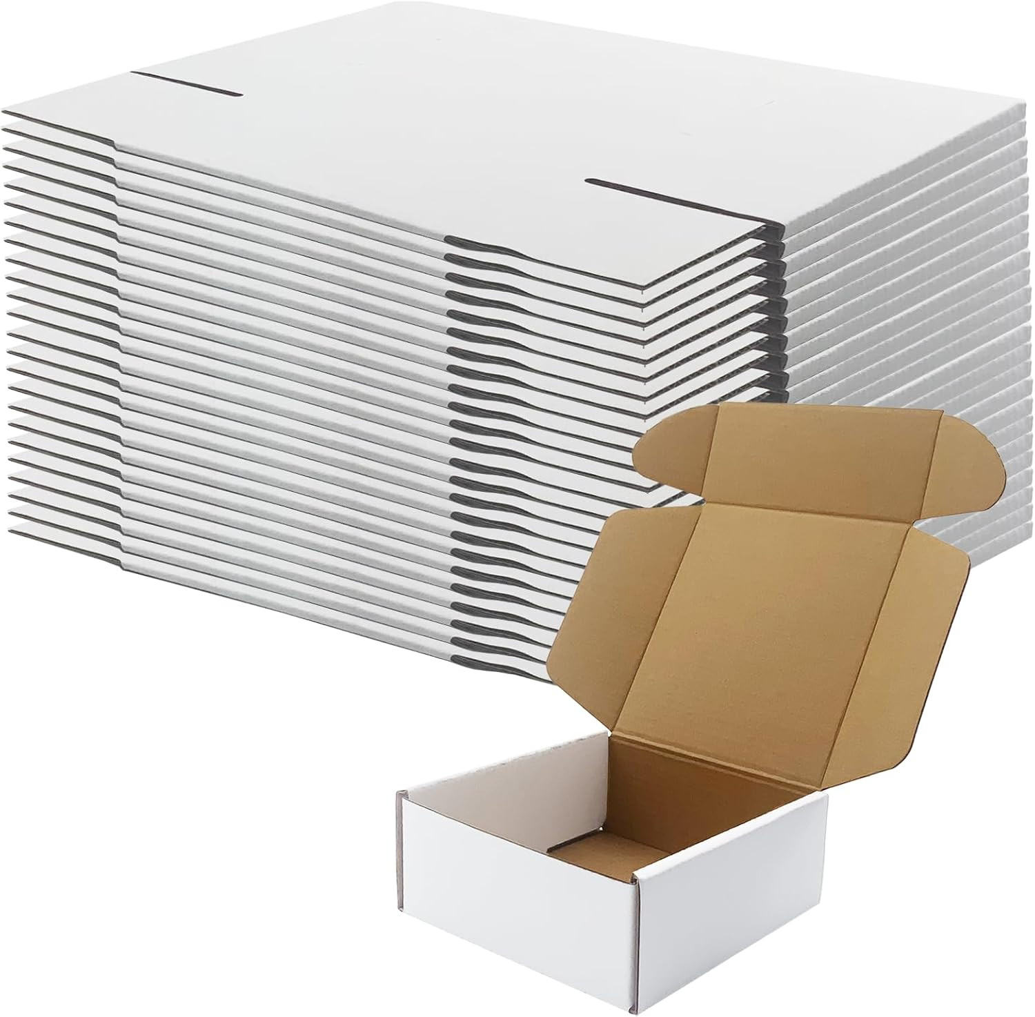 5X5X2 Inch Shipping Boxes, White Corrugated Cardboard Box Literature Mailing Shi