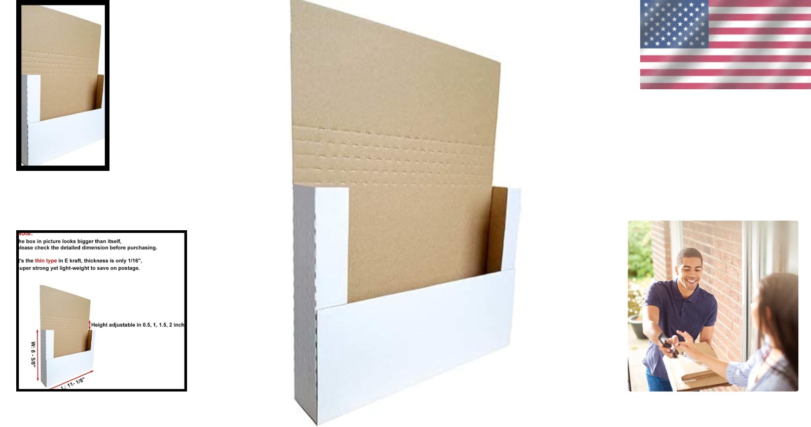50-Pack Adjustable Height Cardboard Shipping Boxes