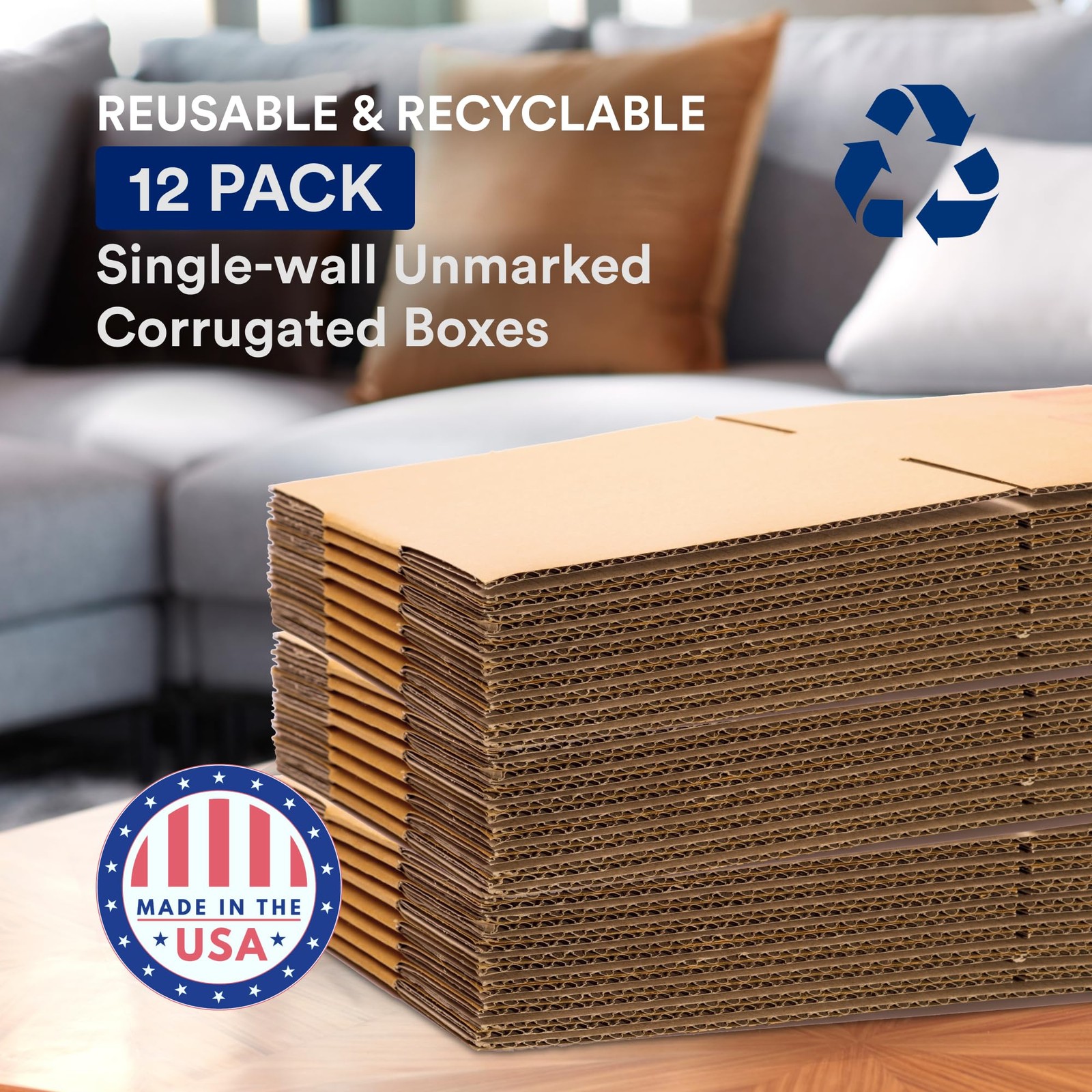 Moving Boxes Large 20″L x 20″W x 20x20x15″ 12-Pk, Kraft Brown