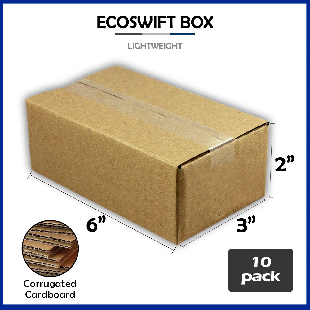 10 6x3x2 “EcoSwift” Brand Cardboard Box Packing Mailing Shipping Corrugated