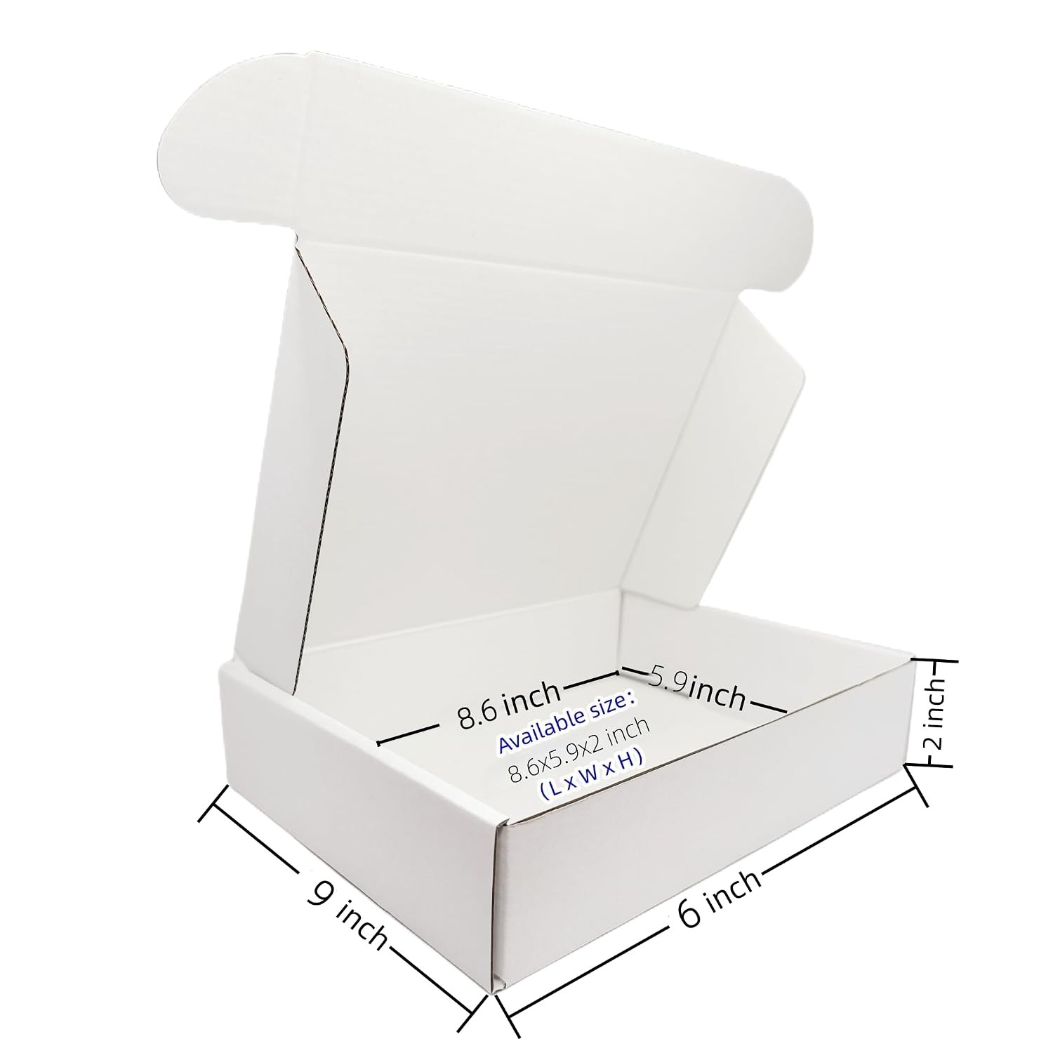 9 x 6 x 2 Inch Small White Corrugated Gift Mailers 50 Pack Recyclable Gift Boxes