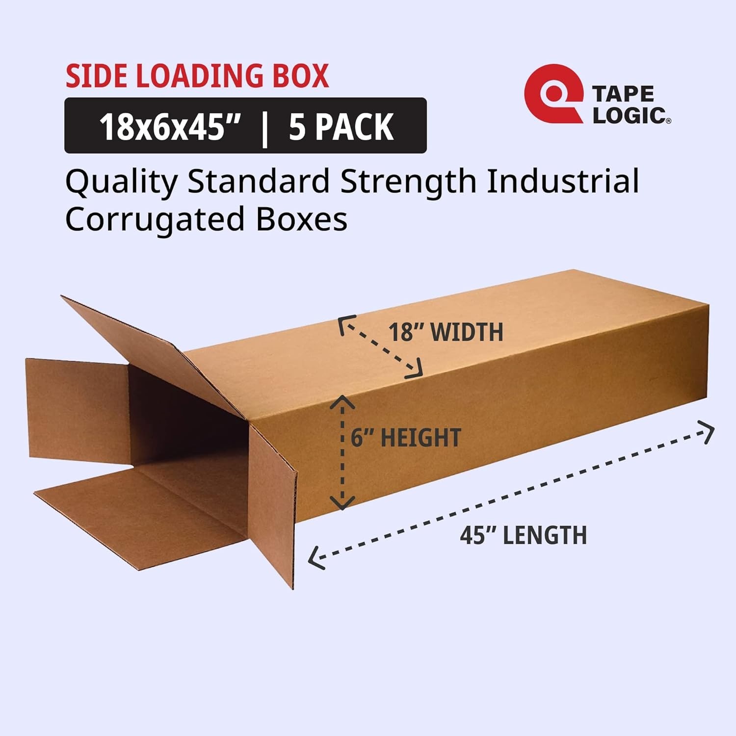 Large Moving Shipping Boxes 18 x 6 x 45 inches 5 Pack Kraft Cardboard