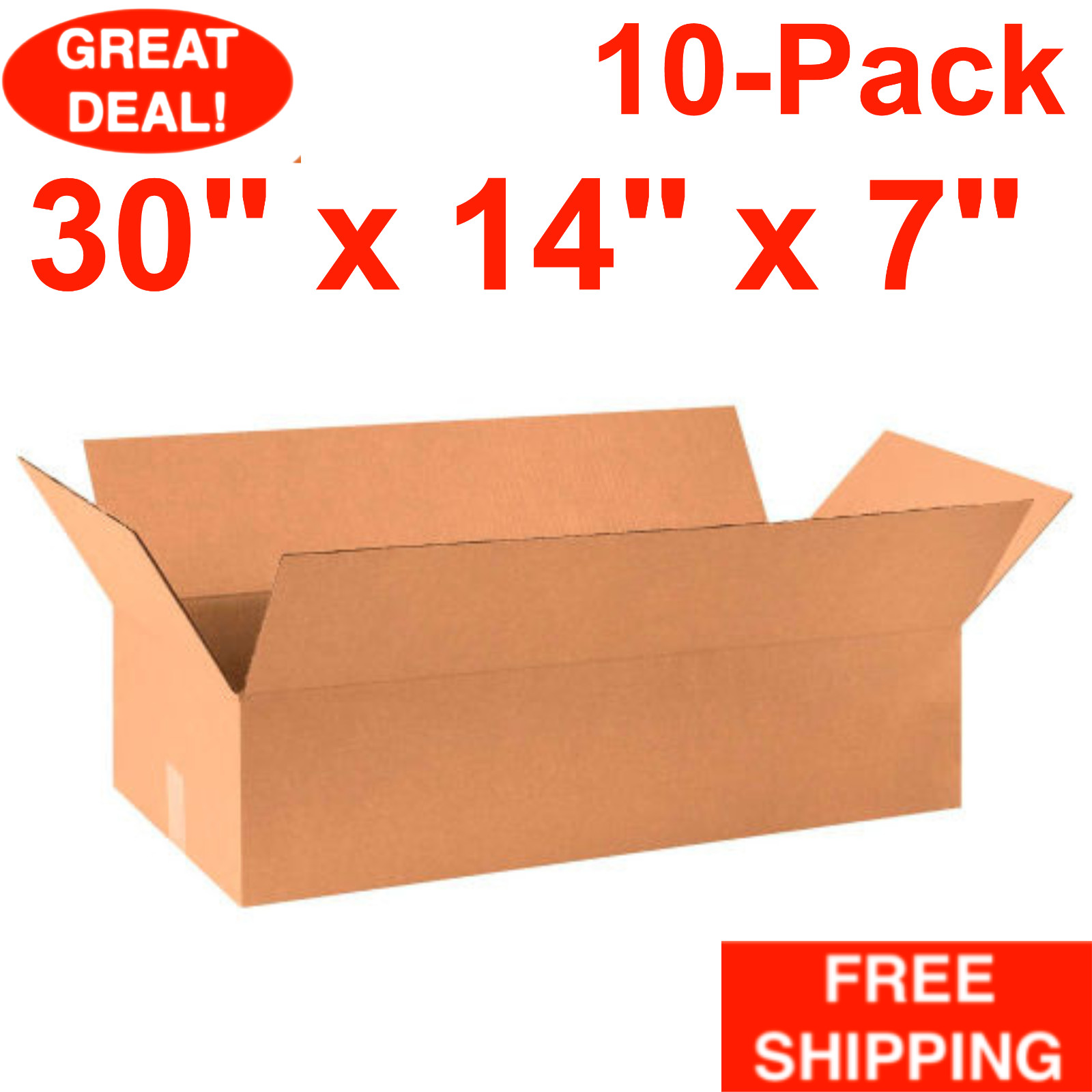 10-Pack 30″ x 14″ x 7″ Cardboard Corrugate Shipping Boxes Moving Box Bundle Bulk