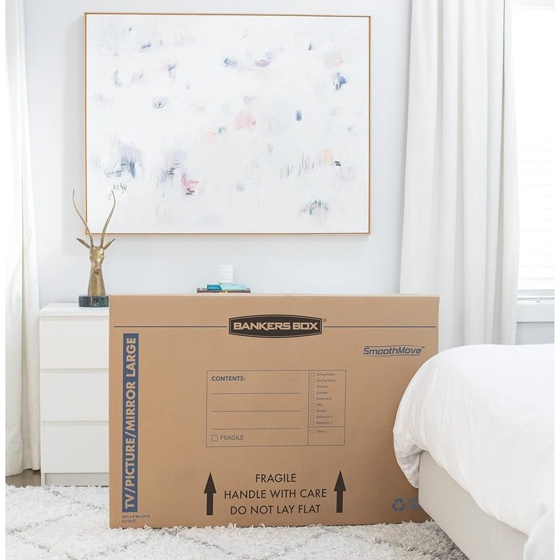 Box Large up to 55″ TV/Picture/Mirror Moving Box 4 Pack, 48-in x 4-in x 33-in