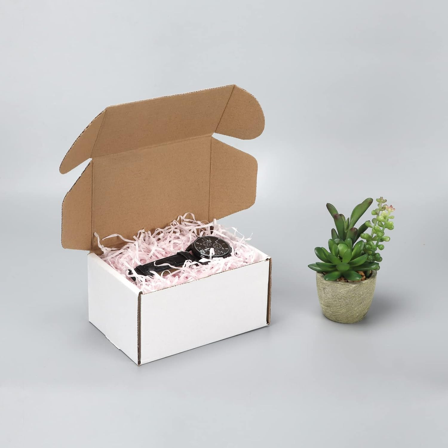6X4X3 Inches Shipping Boxes Set of 25, White Corrugated Cardboard Box