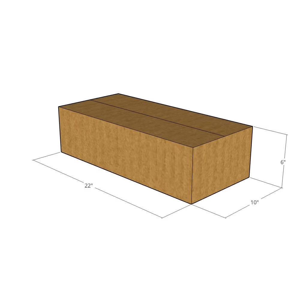 22x10x6 Flat Corrugated Shipping Boxes 32 ECT Single-Wall, 5/Pack