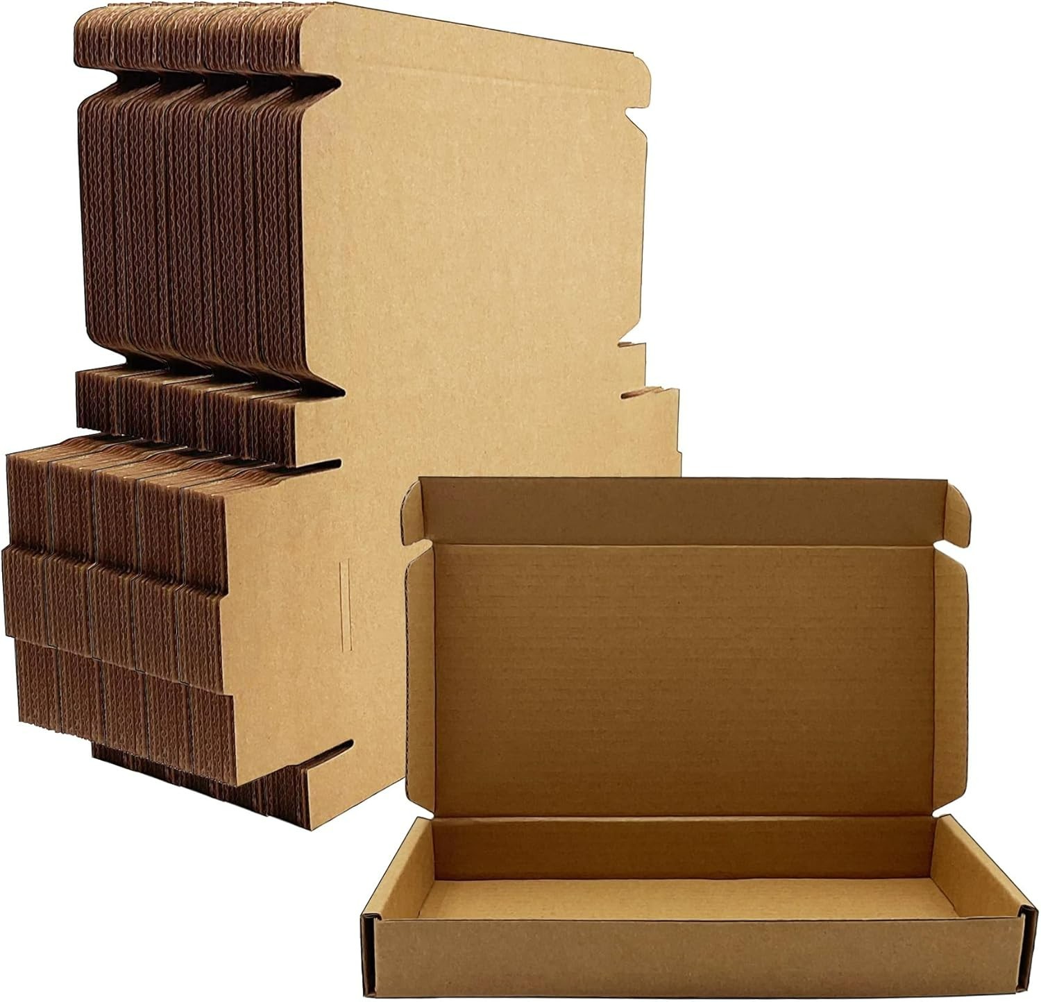 8x4x1 Shipping Boxes Set of 50, Brown Small Corrugated Cardboard Box, Mailer Box