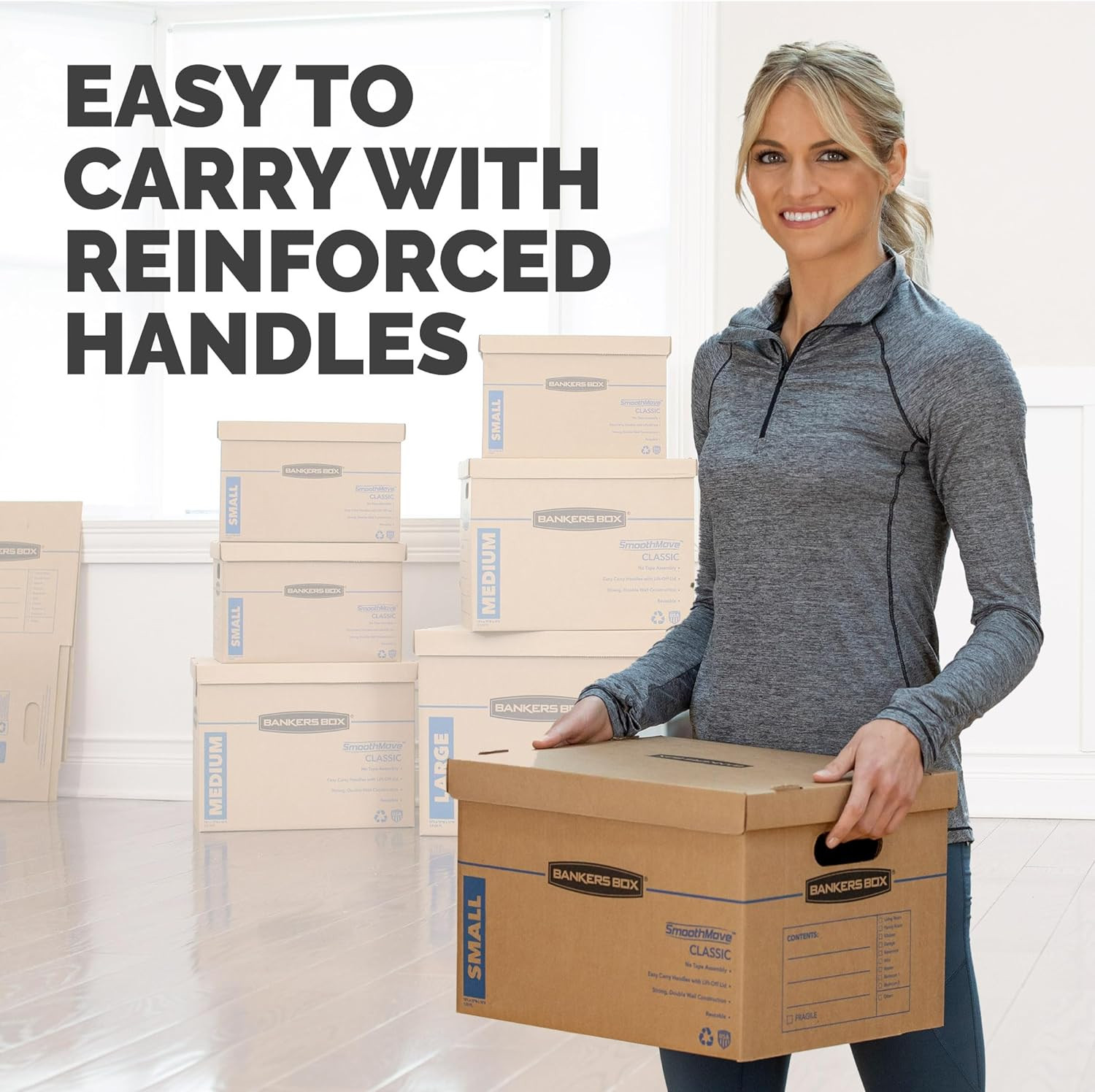 10-Pack Small Moving Boxes with Lids Reinforced Handles, Tape-Free 15x12x10 Inch
