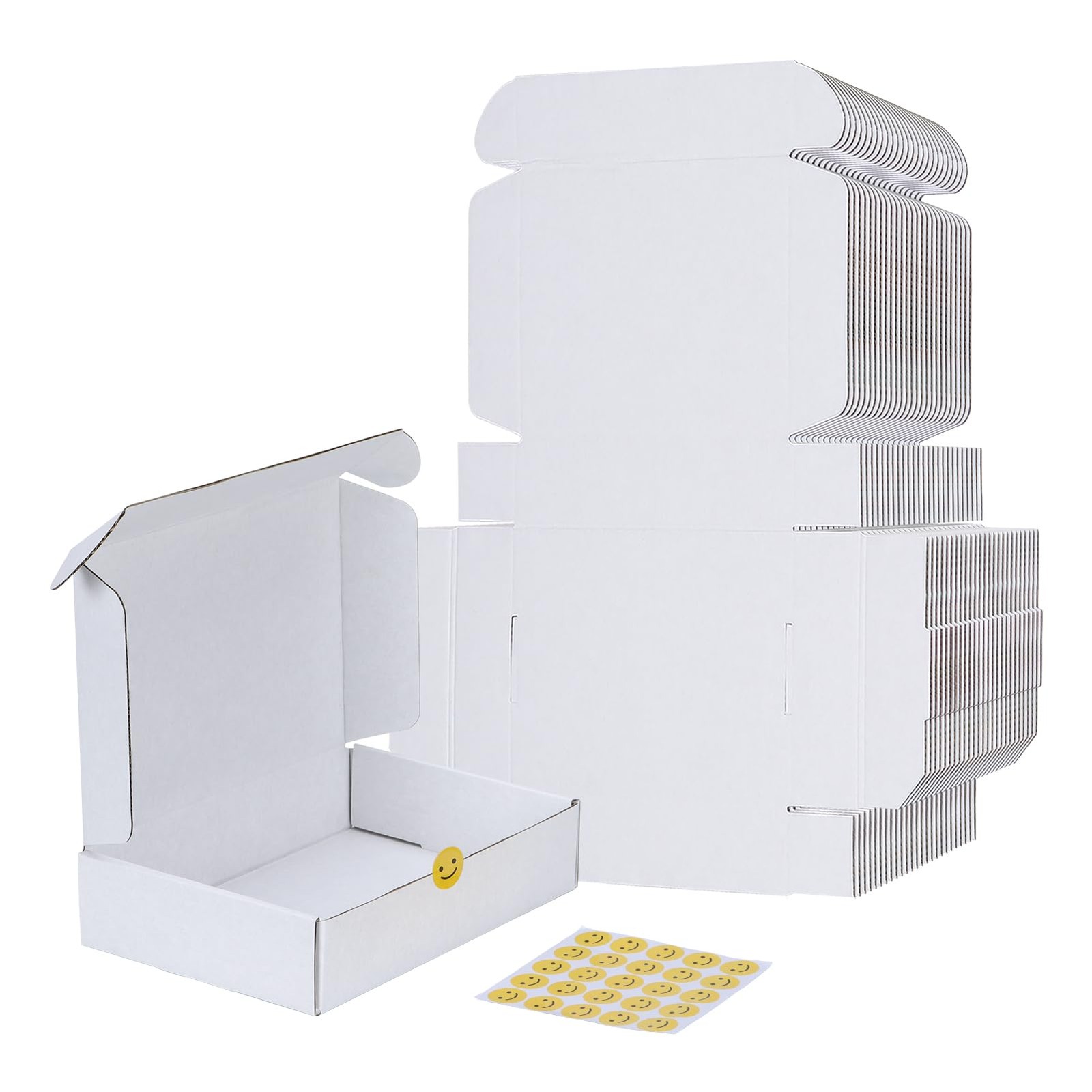 9x6x2 Shipping Boxes Set of 25, White Corrugated Cardboard Box for Packing, M…