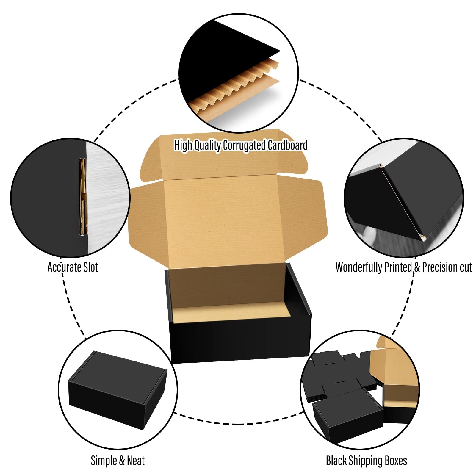 BoShahai 30 Pack 8x6x3 inches Black Shipping Boxes, Corrugated Mailer Boxes, …