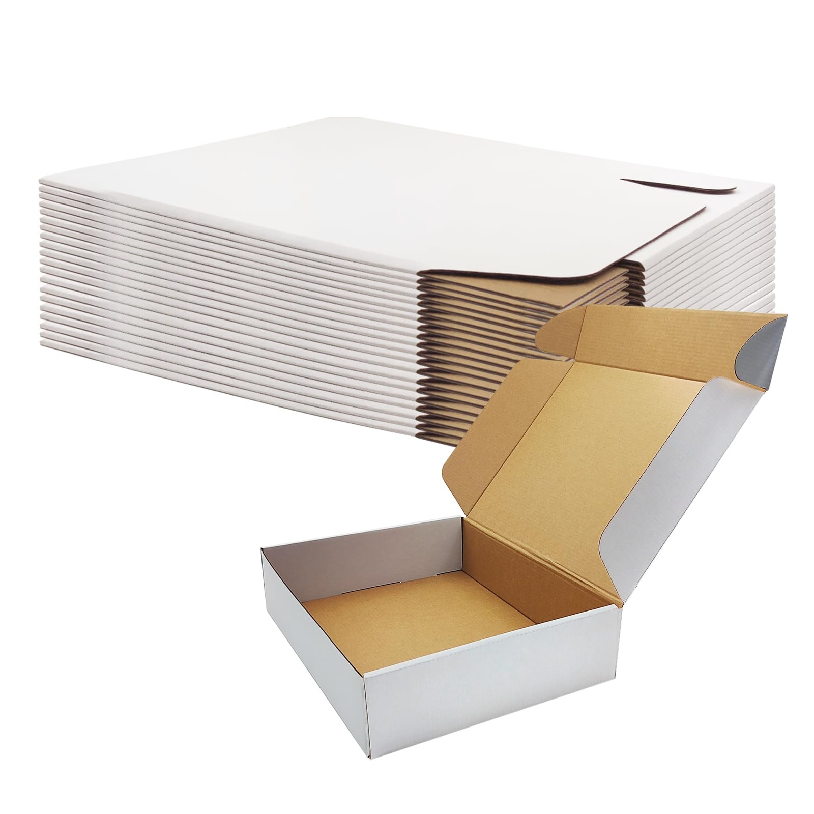 13x10x3 inch Shipping Boxes, White Corrugated Cardboard Box Literature Mailin…