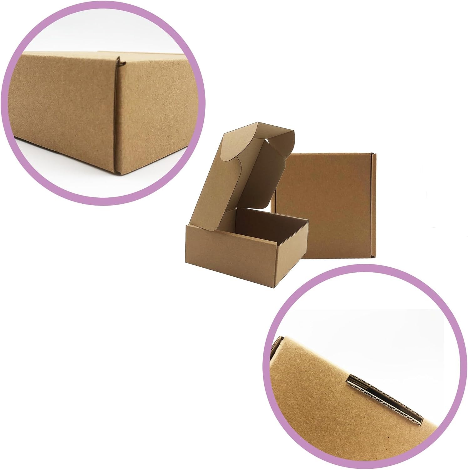 5X5X2 Inches Shipping Boxes Set of 25, Brown Corrugated Mailing Cardboard Box Li