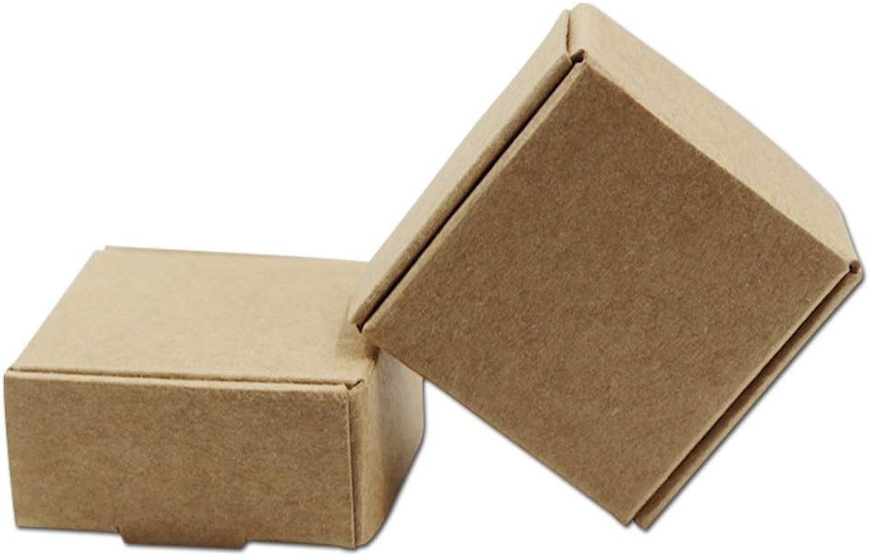 20 Pack Mini Brown Kraft Paper Gift Boxes 1.45″ Square Jewelry Favor Packaging