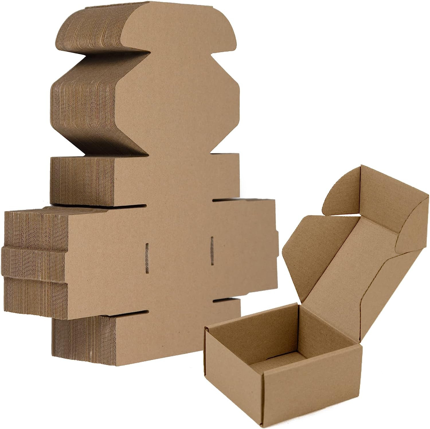 50 Pack 4x4x2, 6x4x1, 4x4x1 Small Shipping Boxes White or Brown Corrugated Box