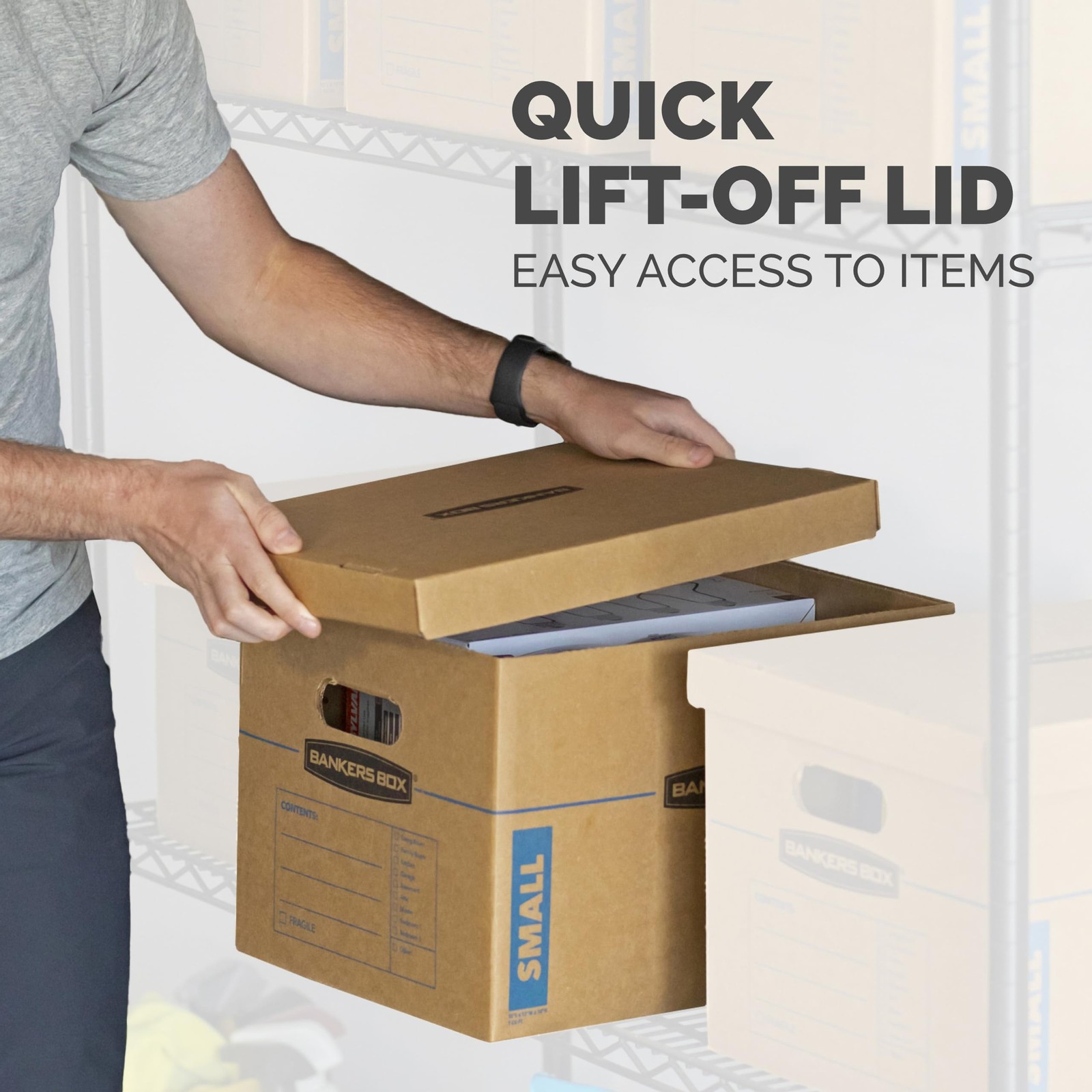 Classic Moving Box 10 Pack Kit,Handles, Box with Lid, 8 Small and 2 Medium Boxes