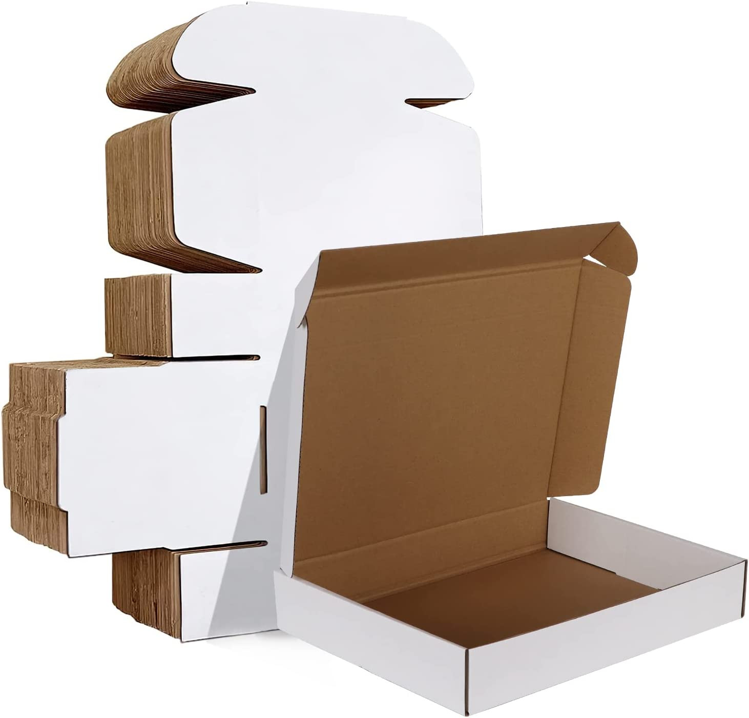 12X9X2 Inches Shipping Boxes Set of 25, White Corrugated Cardboard Box