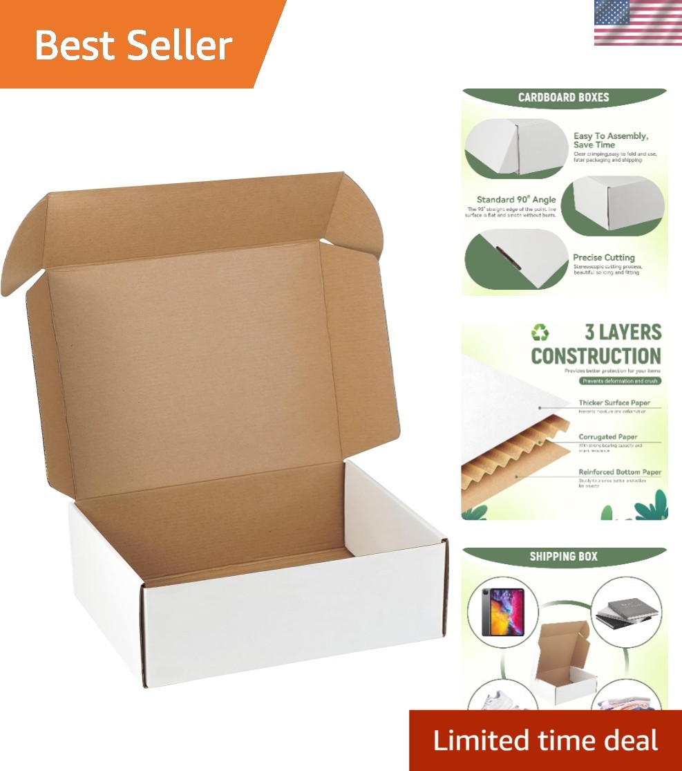 Versatile Packing Solution: 12x9x4 White Cardboard Shipping Boxes (Set of 5)