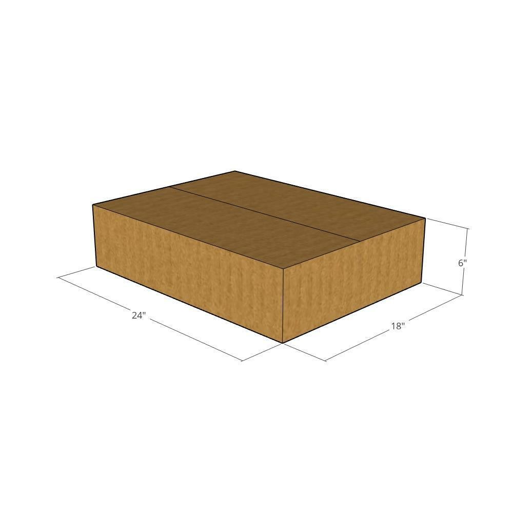 24x18x6 Flat Corrugated Shipping Boxes 32 ECT Single-Wall, 5/Pack