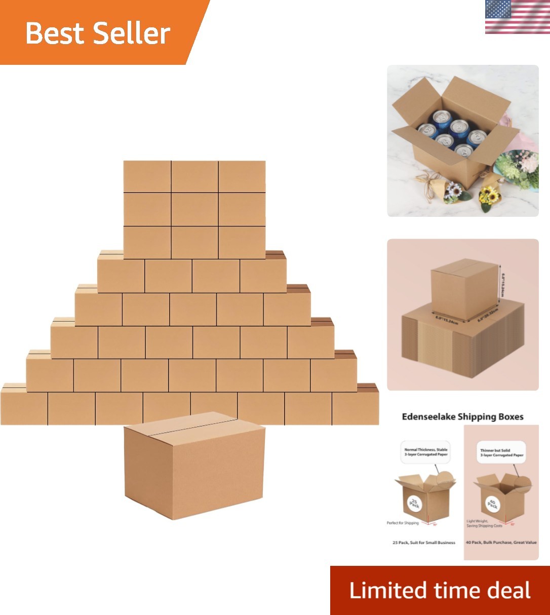 Durable 40 Pack 8x6x6 Inch Shipping Boxes – Perfect for Small Items & Crafts
