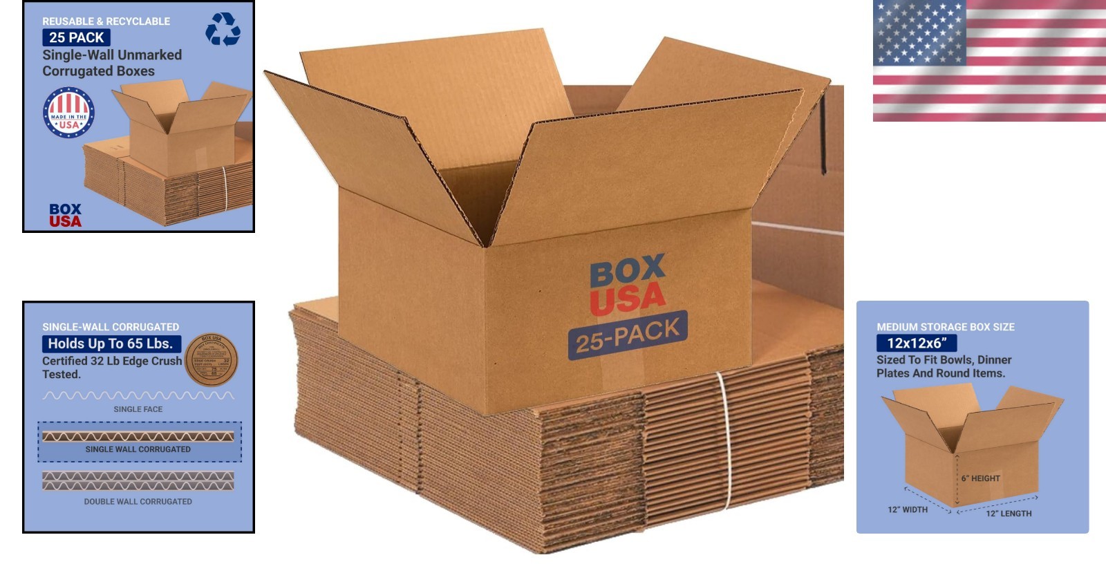 Eco-Friendly 12x12x6 Shipping Boxes – 25 Pack for Easy Packing Solutions