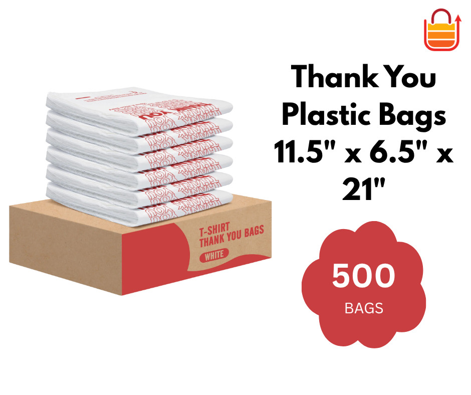 Thank You Plastic Bags (1000 Count) (11.5″ x 6.5″ x 21″) (White)