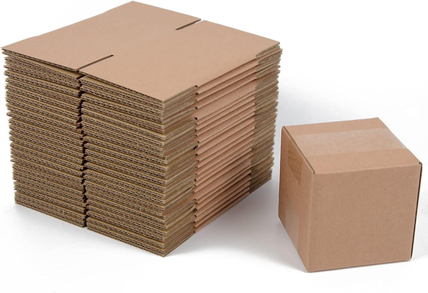 Compact 4x4x4 Shipping Boxes, 25 Pack, Easy Assembly