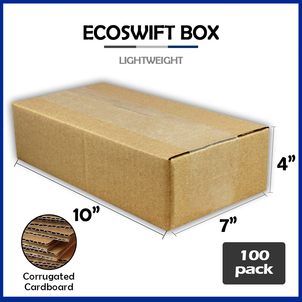 100 10x7x4 “EcoSwift” Brand Cardboard Box Packing Mailing Shipping Corrugated