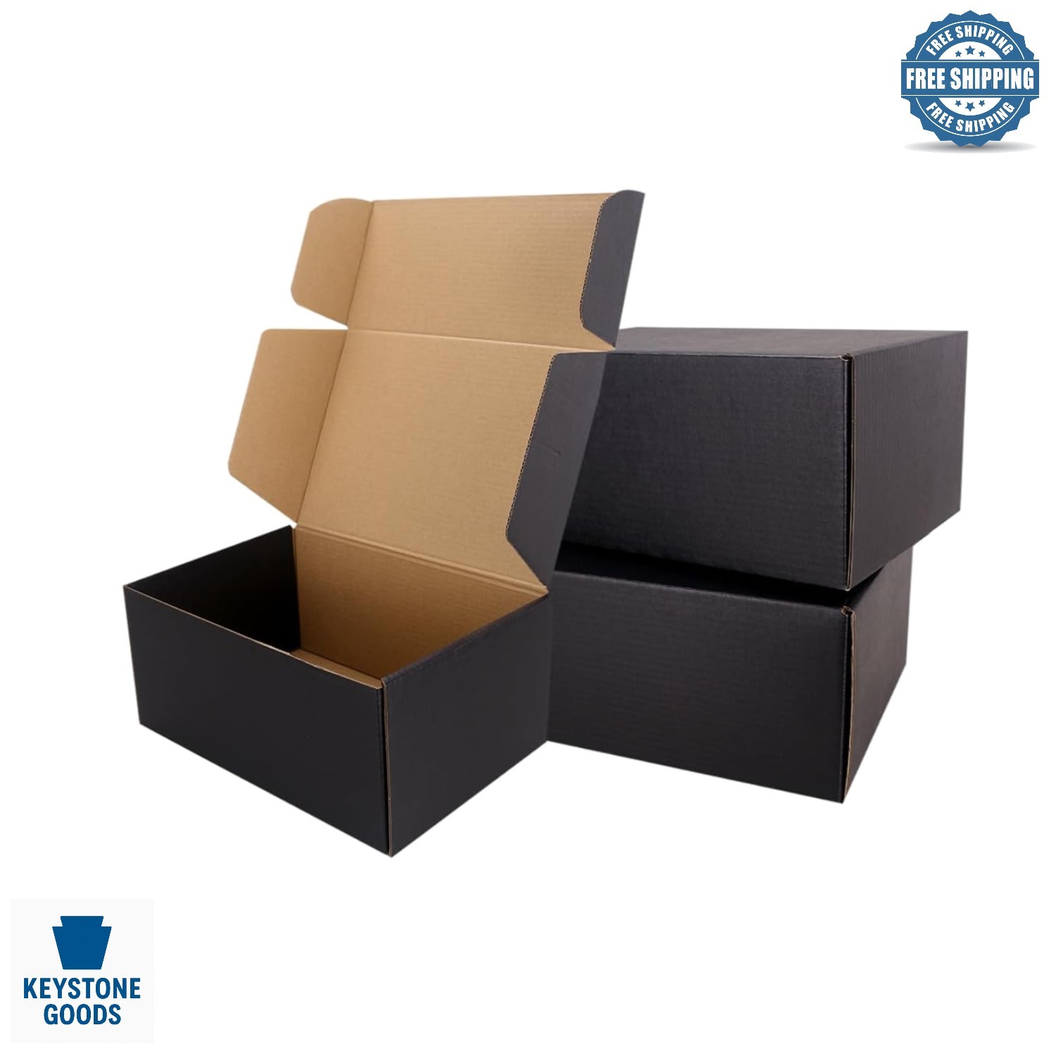 Black Corrugated Shipping Boxes 9x6x4in – Impact-Resistant, Reusable, 5pcs