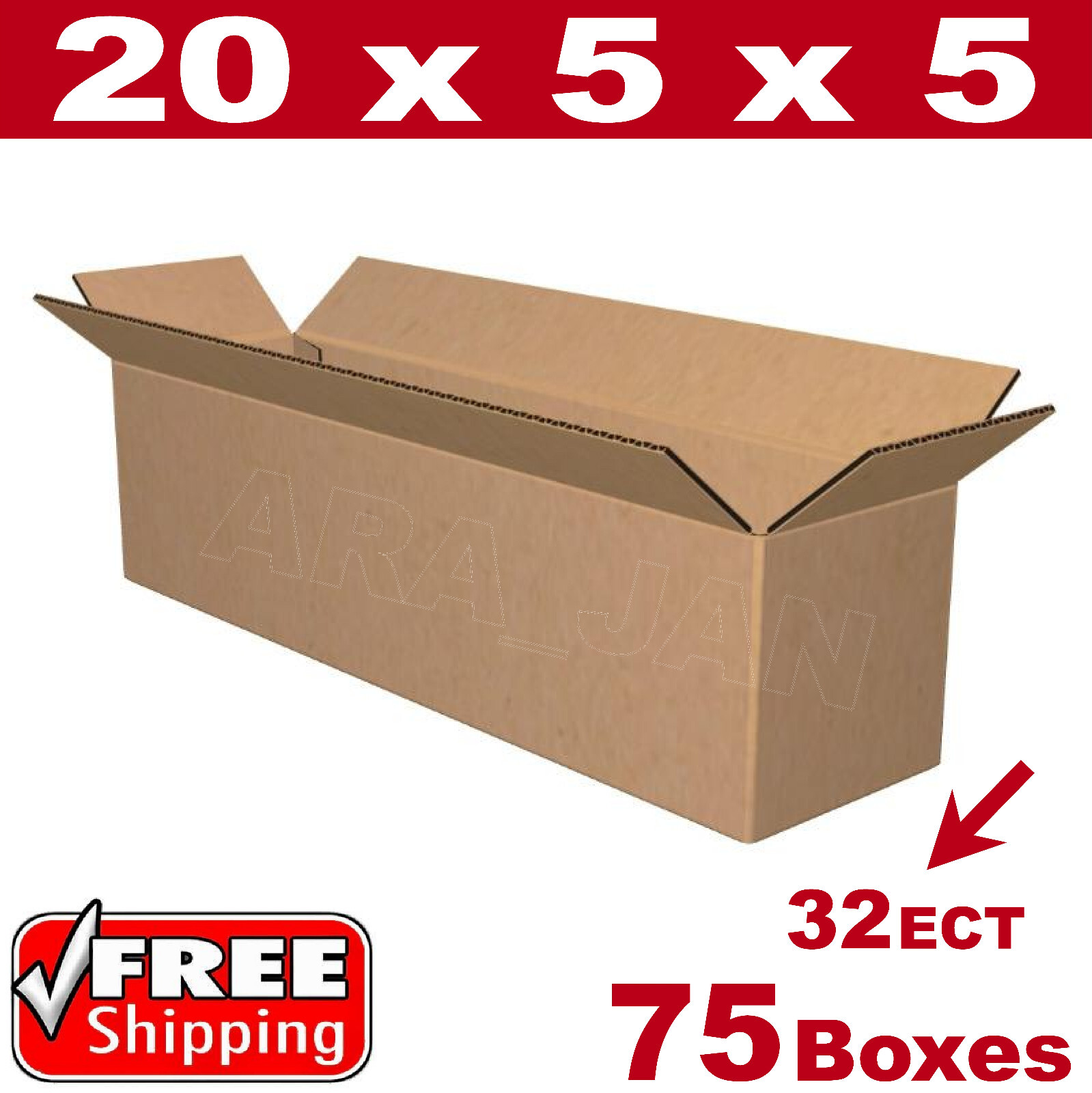 75 – 20x5x5 Cardboard Boxes Mailing Packing Shipping Box Corrugated Carton