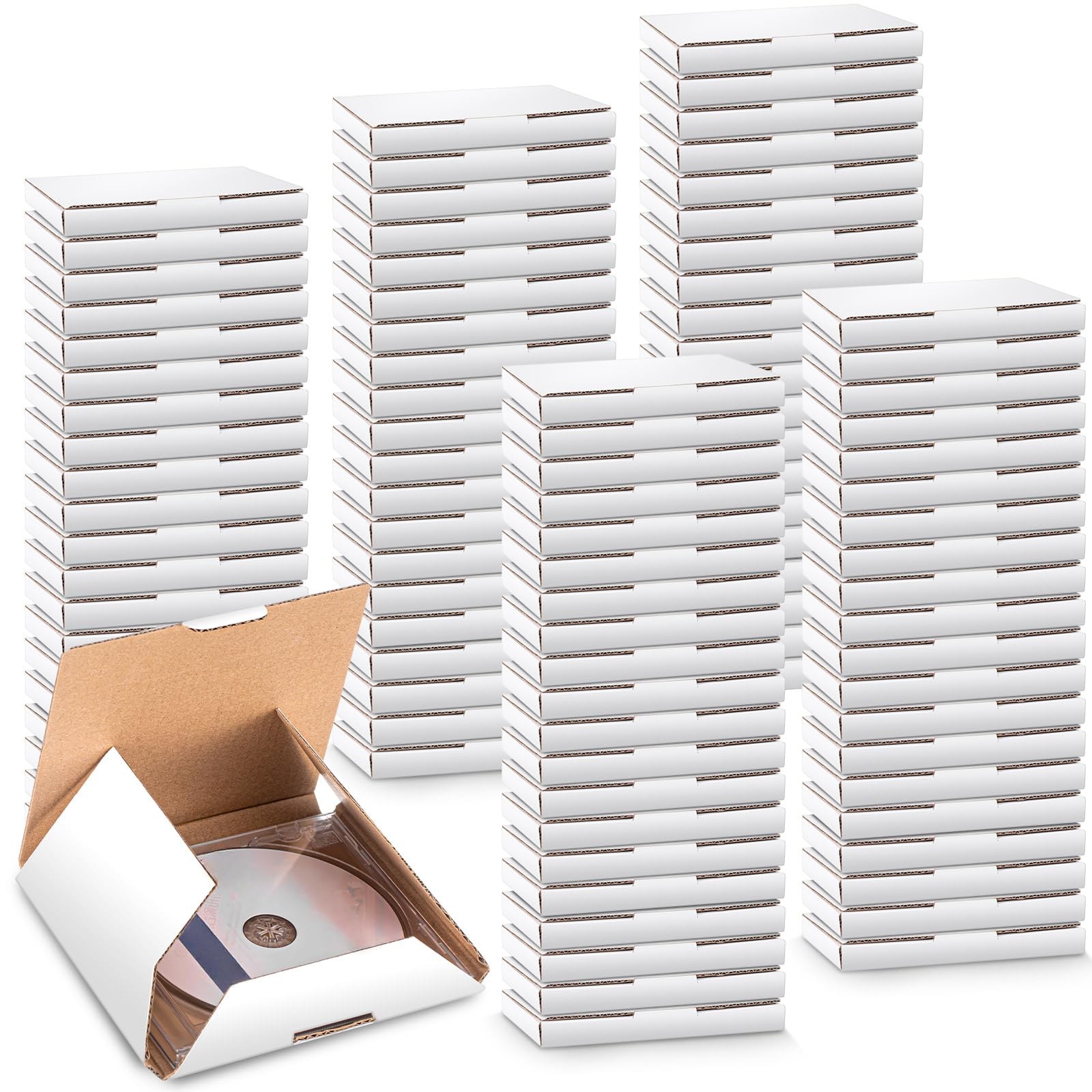 Fuyoooo 100 Pcs 5 5/8l x 5w x 7/16h Cd Mailer Box Cd Shipping Boxes Corrugate