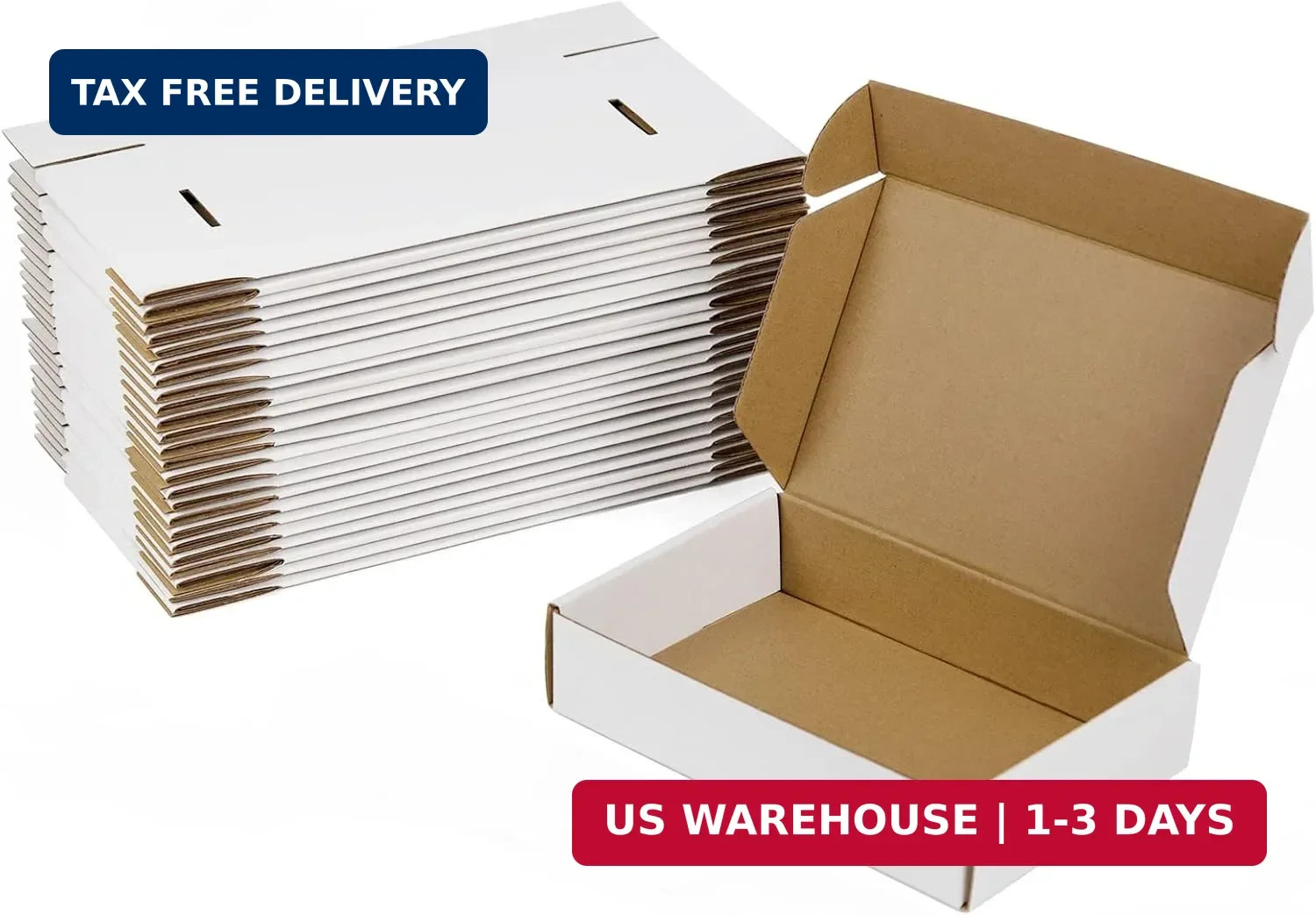9x6x2 Inches Shipping Boxes Pack of 25, White Corrugated Cardboard Boxes for Sma