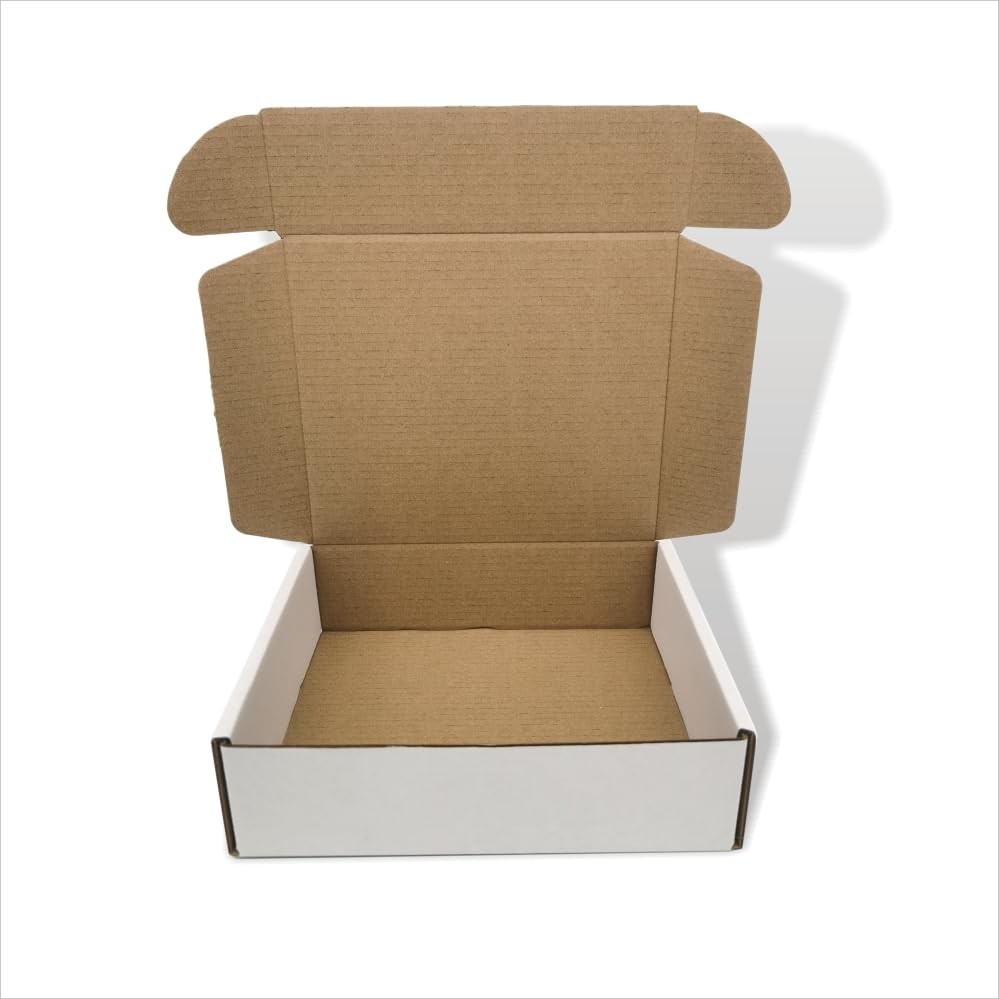 25 Pack 7x6x2 inch Small Shipping Boxes, White Corrugated Mailers, Storage
