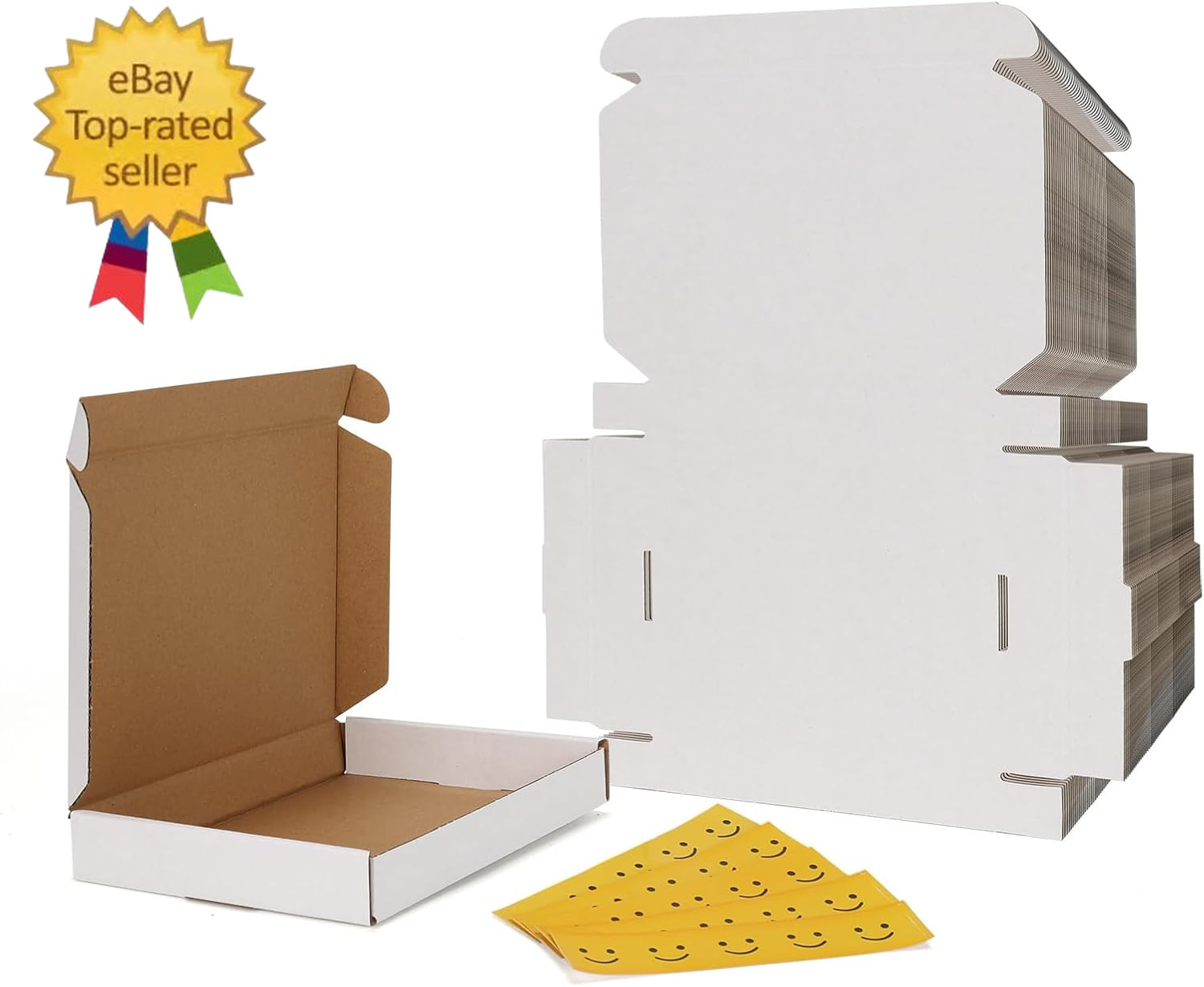 7X5X1 Shipping Boxes Set of 50, White Small Corrugated Cardboard Box, Mailer Box
